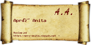 Apró Anita névjegykártya